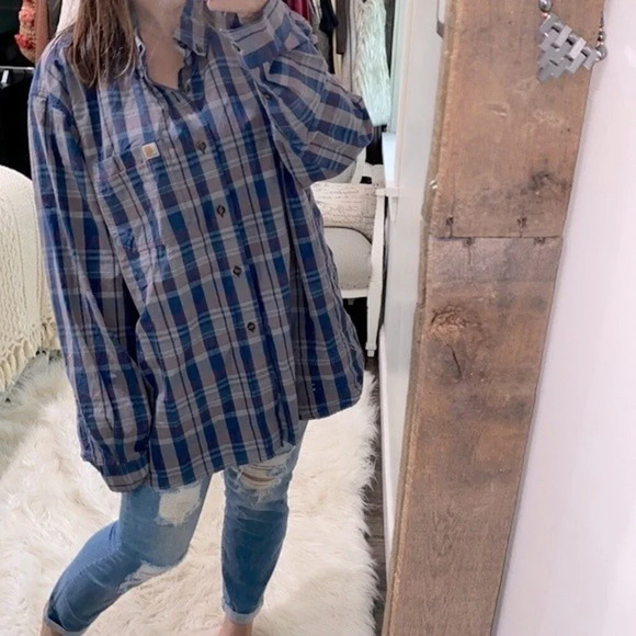 Carhartt plaid button down shirt size 2XL relaxed fit - Picture 1 of 9